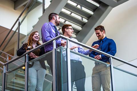 Supply chain majors gather before the Spring 2019 Supply Chain Day event in Hyland Hall.